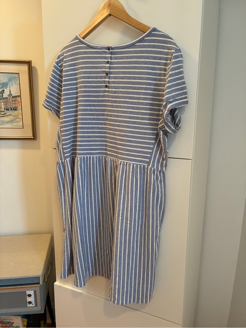 LOFT Chambray Stripe Blue and White Striped Cotton Dress 20/22 Plus - Picture 4 of 8